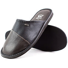 Pantoletten Herren Leder Hausschuhe Lederpantoffeln Echtleder Pantoffeln