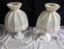 2x DDR Nachttischlampen / Tischlampen mit Stoffschirm & Fransen – Vintage, Lampe
