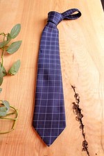 Vintage Krawatte dunkelblau karierte Dekolaru 70er 80er Schlips