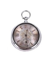 Taschenuhr Spitzzahn verziertes Zifferblatt 58mm Silber