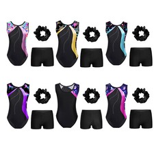 Kinder Mädchen Strampler Bedruckt Tanzoutfit Performance Trikot Mit Shorts Set