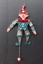 Hampelfigur Harlekin Zinn 14 cm handbemalt Sehr alt, selten