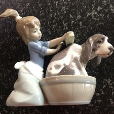 lladro porzellan figuren Mädchen mit Hund Wäsche
