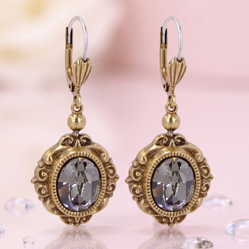 Vintage ohrringe gold grau - vintage,