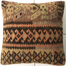 Kelim Kissen Alte Nomaden Orientalisches Handgewebt Kilim Beige Braun Mehrfarbig