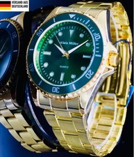 Alain Miller Herren Armband Männer Uhr Gold grün Farben sportliches Design