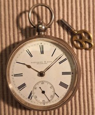 WALTHAM schwere silberne antike Herren Taschenuhr, Schlüsseaufzug, läuft