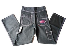 Vintage 90s Hip Hop Rap Black Shiny Baggy Jeans FUBU Hose! Glanz W38