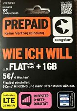 Congstar Prepaid Karte wie ich will 10 € Startguthaben NEU/OVP UVP 9,99 €