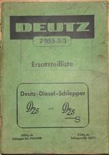 Deutz Schlepper D 25 , D 25 S Ersatzteilliste