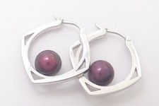 Ohrringe 925 Sterling SILBER silver argent earrings Kreolen Perle pearl argento