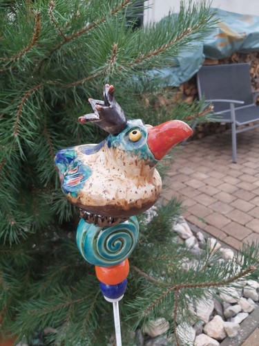 Rosenkugel keramik vogel - rosenkugel,