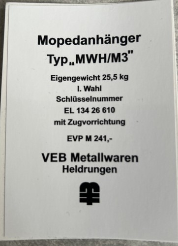 Mwh typenaufkleber für ddr - mwh/m3,