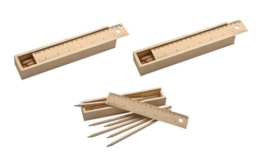 Holzbox mit buntstifte - holzbox, 24