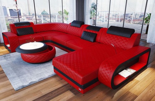 Leder sofa wohnlandschaft - leder,