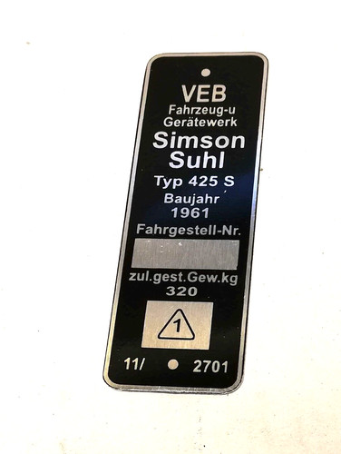 Rahmenplakette typenschild - rahmenplakette,