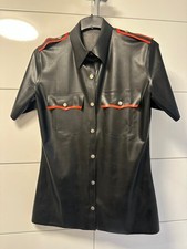 Latex Rubber Cosplay Gummi Hemd Shirt kurzarm schwarz rot ca. XL