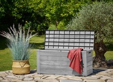 B-Ware Auflagenbox Holzoptik Woody grau Box Kissenbox 