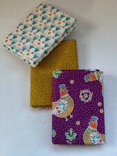 HILCO Stoffpaket Baumwollstoff Popeline EMILIE Stoff Hühner Hahn Blumen & Punkte