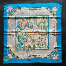 Hermès Tropiques 90 Seidentuch Schal blau pink Hermes Foulard Carré