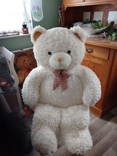 XXL Teddybär 100 cm groß mit Schleife Hellbraun Kuscheltier Teddy Kuschelbär Bär