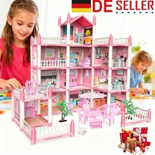 Puppenhaus Spielzeughaus Barbiehaus Puppenstube Puppenvilla 4 Etagen LED Licht