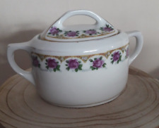 Zuckerdose Felda L. Hermann 1908-1920 Porzellan Rosendekor