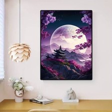 Japanischer Orientalischer Kirschbaum Mount Fuji Gemälde Wandbild Leinwand nur 40x30cm