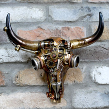 Steampunk Totenkopf Wandschmuck Figur Goth Fantasy Deko 31 cm Resin Bison Geschenk