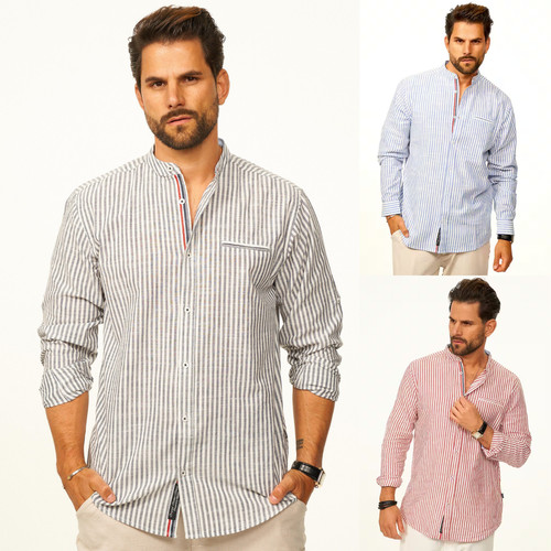 Herren langarmhemd gestreift - herren,