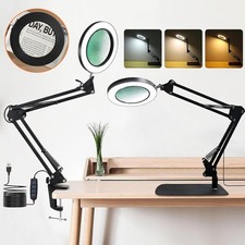 10X Lupe mit Licht & Ständer Dimmbare Beleuchtete Schreibtischlampe zum Lesen