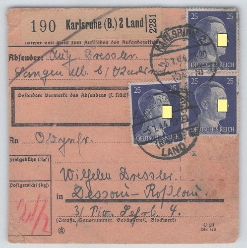 Deutsches reich paketkarte - deutsches,