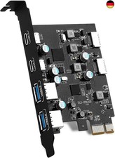 YEELIYA USB 3.0 PCIE Erweiterungskarte 6 Port (2 Type-E Adapter, 2 USB C, 2