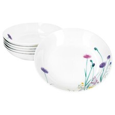 6er Set Marie Suppenteller 400ml Porzellan 6 Personen tiefe Teller Pasta Blumen