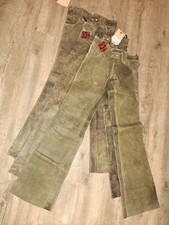 Lederhose Damen Robust Echtleder Rustikal Nieten Motodrom 29 braun grau 199€ uvp