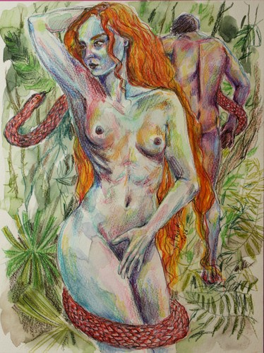 Original aquarell garten - original,