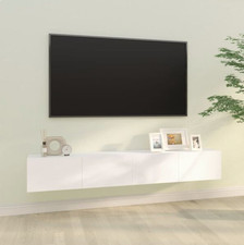 TV Wandschränke weiß 2er Set Holzwerkstoff 100x30x30 cm mit Türen & Fächern