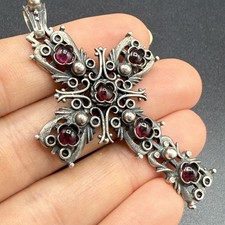 Großes Silber Granat Kreuz