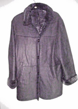 S007  PER ME Kräftige Lammfell gewachsen Lederjacke Schwarz Gr ca. l-XL