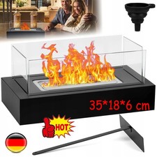 Freistehender Bio-Ethanol Standkamin Dekokamin mit Zubehör Kaminofen Schwarz NEU