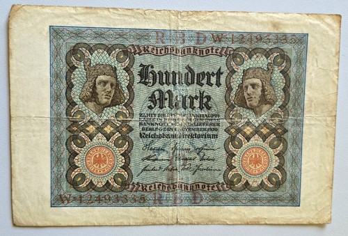 100 reichsmark schein 1920 - 100,