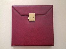 Vintage Münzalbum Kassette mit Schloß weinrot Kunstleder mit 3 fif Münzhüllen