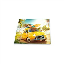 Herdabdeckplatte Ceran 1 teilig 60x52 Auto Gelb Abdeckung Glas Spritzschutz Deko