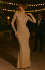 Oh Polly Damen Maxikleid gold