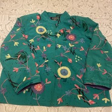 Indigo Moon bestickte Jacke in türkis, mit mehreren Farben. Large NEU