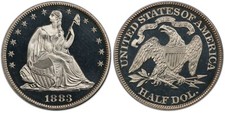 Half dollar dol 1883 - -, seated