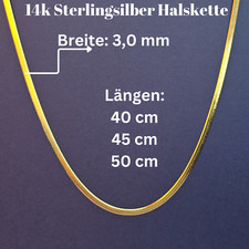 Silber Halskette 925 Sterlingsilber Flache Kette 14k für Damen und Herren