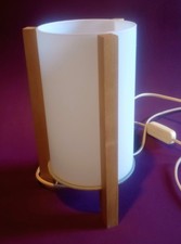 Vintage IKEA Tischlampe Buchenholz/Milchglas ummantelt PORFYLIT Rakete Dreibein