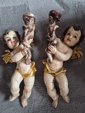 2 antike Engel Putti Holz