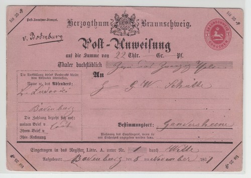 Braunschweig postanweisung - braunschweig,